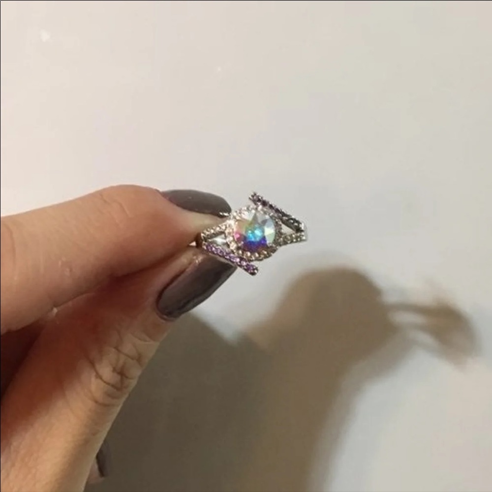 Silver sparkly holographic Ring size 5
